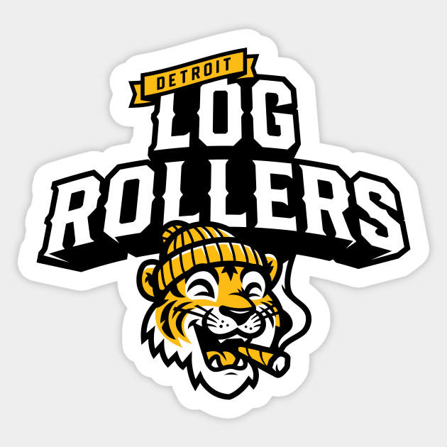 Detroit 'Log Rollers' 313 T-Shirt: Embrace the Smoking Spirit of Detroit with a Humorous Tiger Design! Sticker by CC0hort